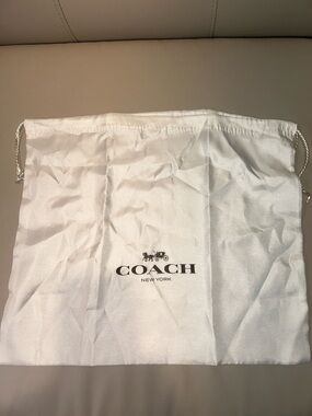 Coach White Logo Drawstring Bag
